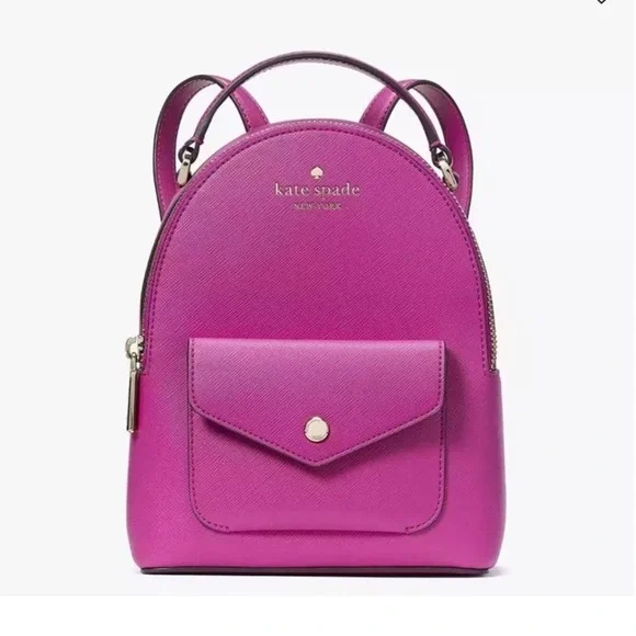 Kate Spade Purple Mini Backpack with Adjustable Straps Kate Spade Natalie Crushed Velvet Unisex Adults main image 2